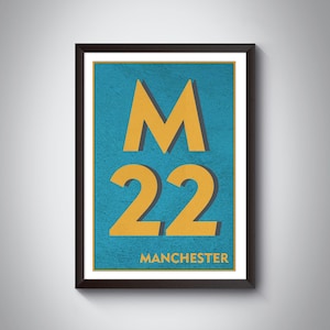 M22 Wythenshawe, Gatley, Northenden Print - Manchester Print. Postcode Typografie Art Print. Giclée print. Verkrijgbaar in meerdere kleuren.