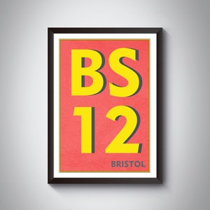 BS BRISTOL Postcode Print. Custom Personalised Postcode Typography Art ...