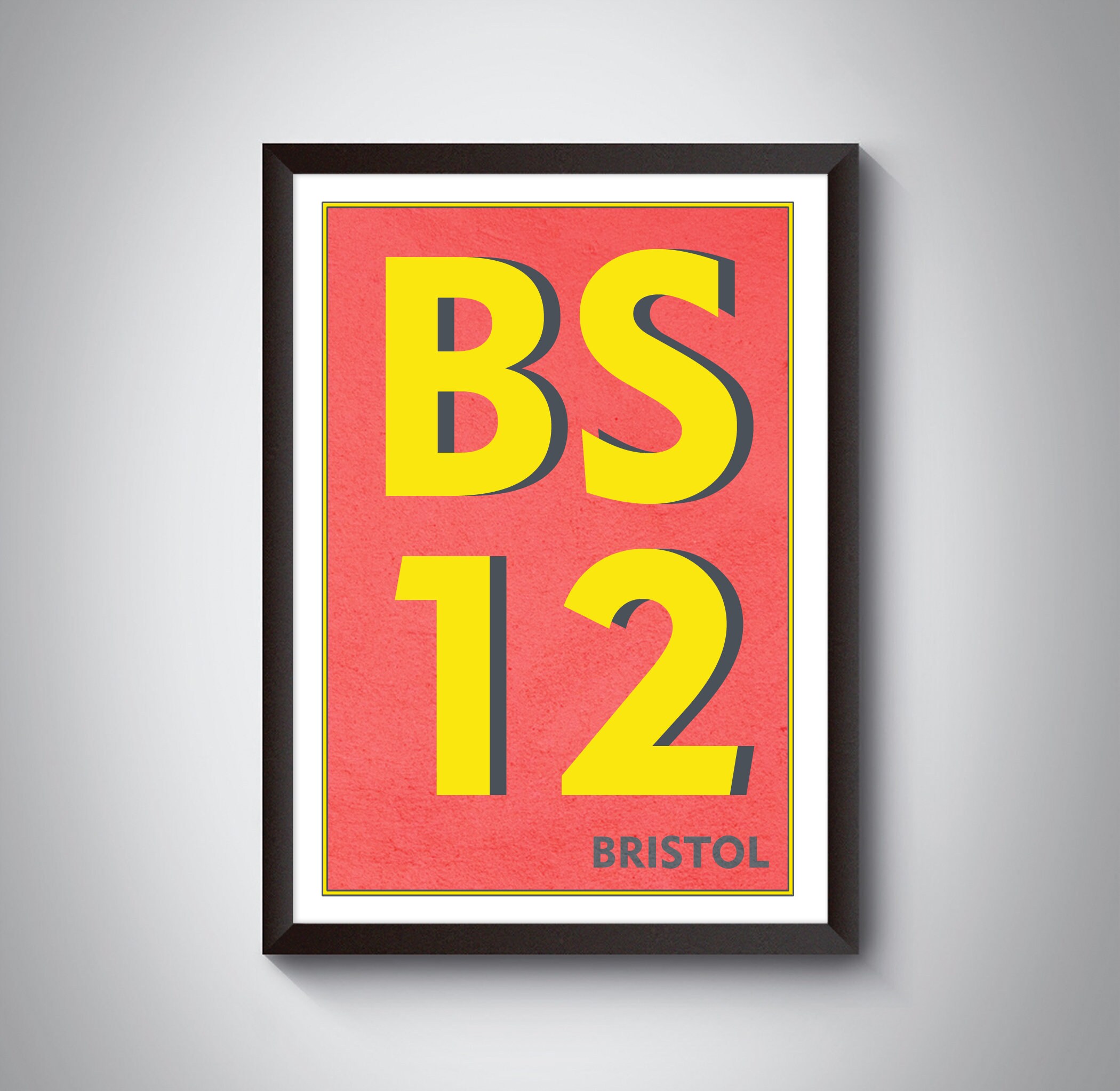 Postcode Word Art BS BRISTOL Postcode Print. Custom Personalised Postcode Typography Art ...