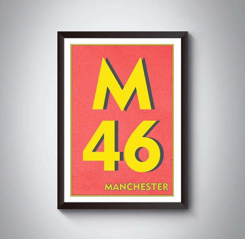 M46 Atherton, Leigh Print - Manchester Print. Postcode Typography Art ...