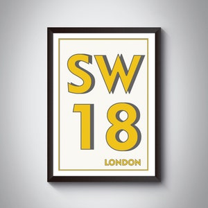 SW18 ( Earlsfield, Wandsworth ) London Postcode Typography Print ...