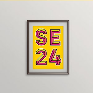SE24 (Herne Hill, Brixton, West Dulwich, Tulse Hill) London Postcode Print - Giclée Art Print - South London Art Print. London Landmark