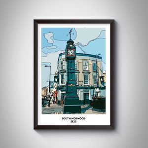 South Norwood Clock Tower SE25 - Giclée Art Print - South London Art Print. London Landmark