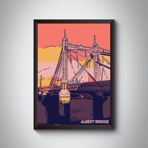 Albert Bridge, Thames River, London | South London Art Print | London Bridges Print Collection | Framed/Unframed | Available in 5 sizes
