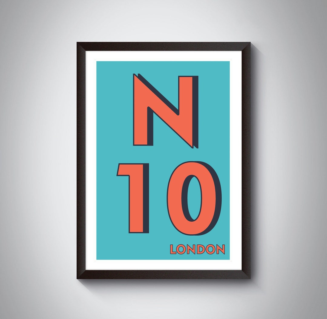 N10 (muswell Hill, Friern Barnet) London Postcode Typography Print ...
