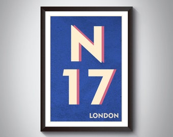 N17 (Tottenham) London Typography Art Print - Giclée Print