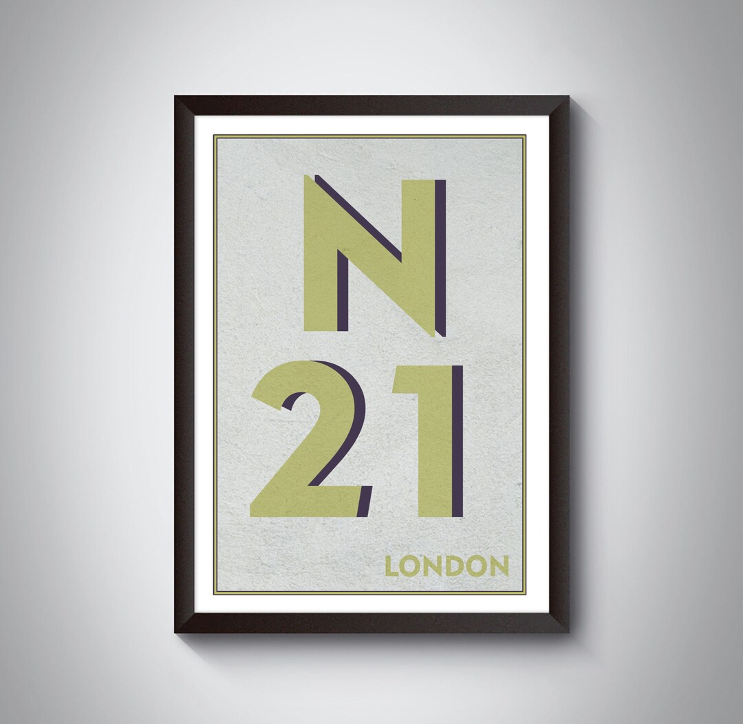 N21 (enfield) London Postcode Typography Print - Giclée Art Print ...