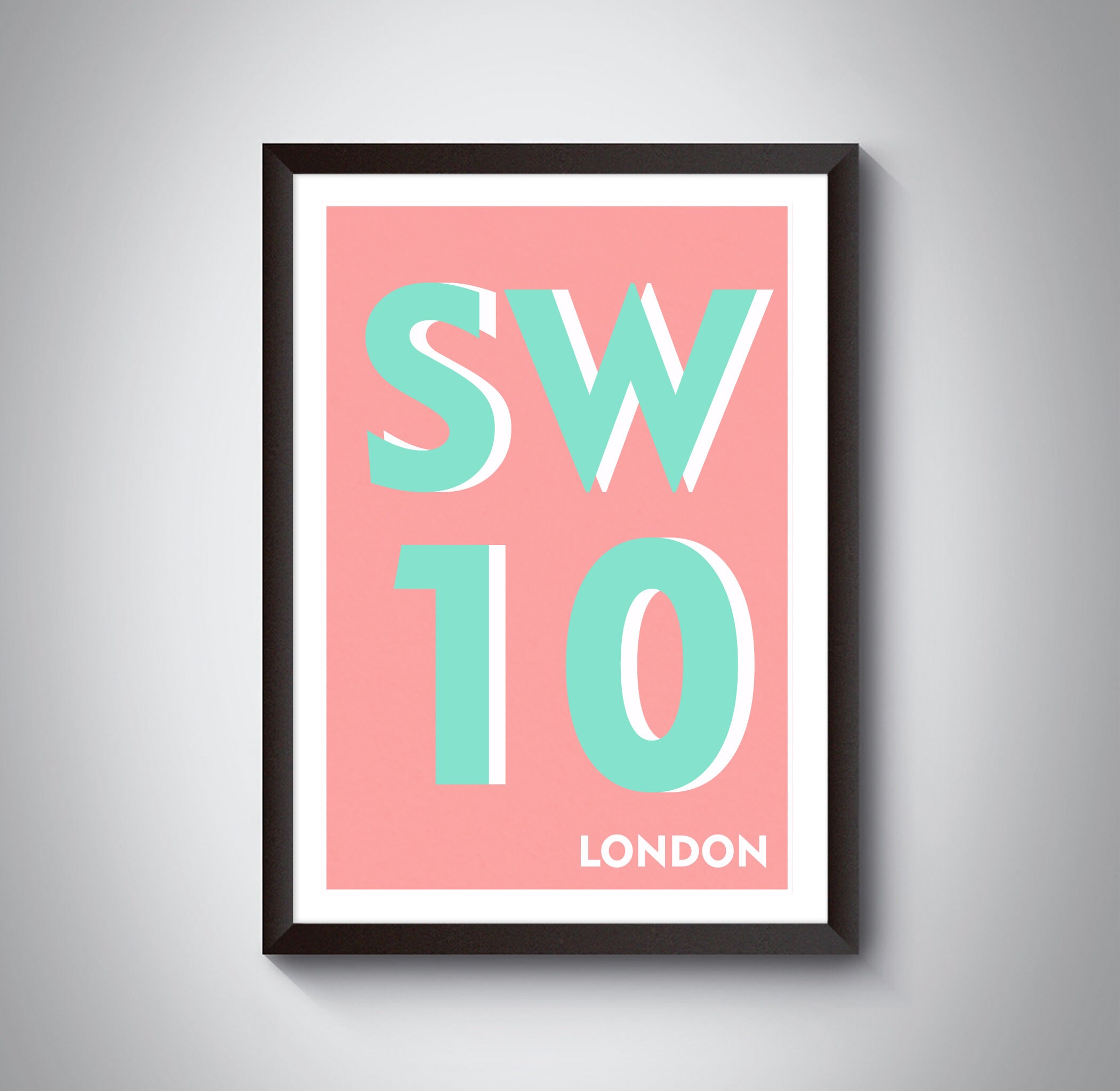 SW10 Chelsea - London Print. Postcode Typography Art Print