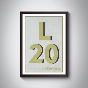 L20 Bootle, Orrell Print - BOOTLE Print. Postcode Typography Art Print. Giclée print. Available in multiple colours.