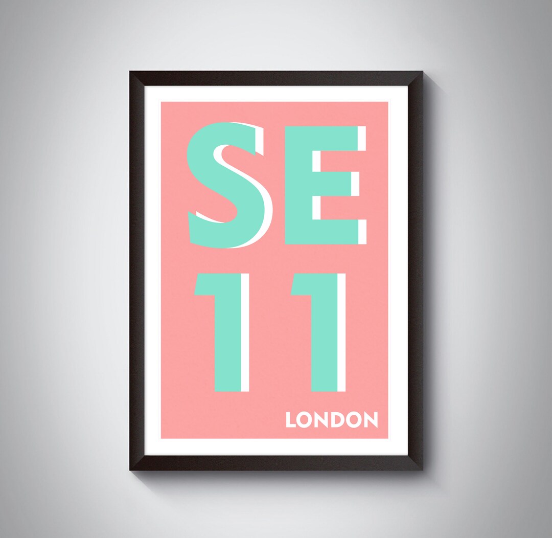 SE11 kennington / Lambeth London Postcode Typography Print Etsy UK