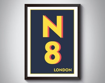 N8 (hornsey, Crouch End, Haringey) London Postcode Typography