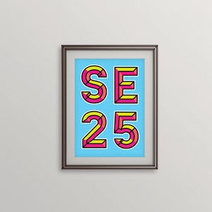 SE25 (South Norwood) London Postcode Typography Print - Giclée Art Print - South London Art Print. London Landmark