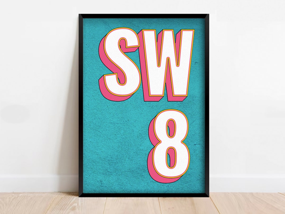 Postcode Word Art SW8 Vauxhall, Lambeth Art Print | London Postcode Typography - Etsy