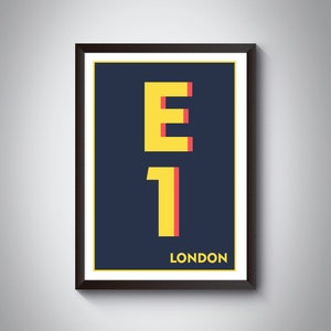 E1 (Shadwell, Whitechapel, Bethnal Green) London Postcode Typography Print - Giclée Art Print - London Art Print.