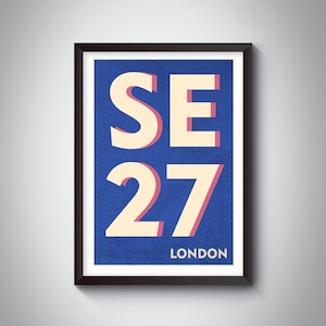 SE27 West Norwood Print. London Postcode Typography Print - Giclée Art Print - South London Art Print. London Postcode Print.