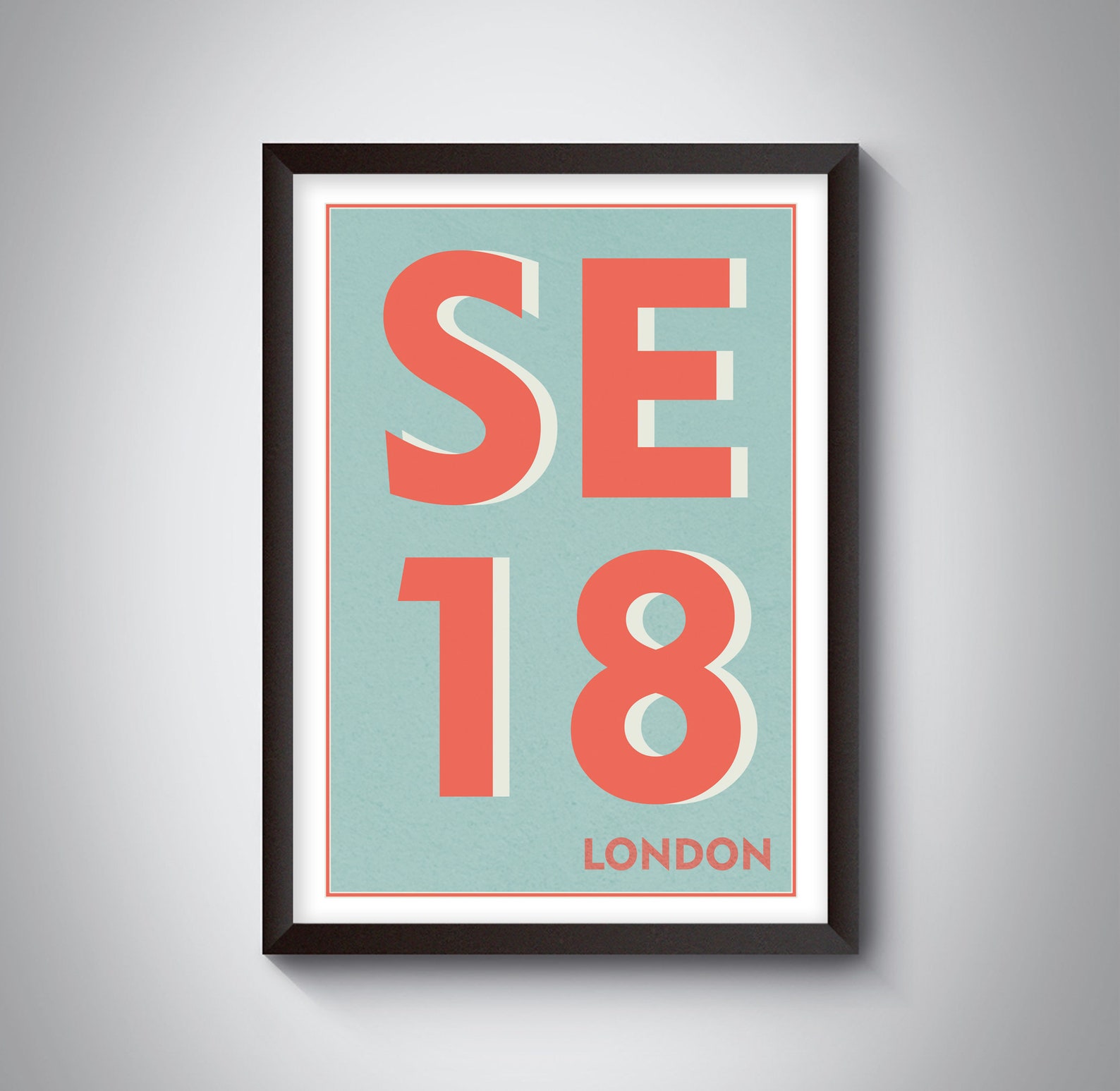 SE18 ( Woolwich / Plumstead ) London Postcode Typography Print - Giclée ...