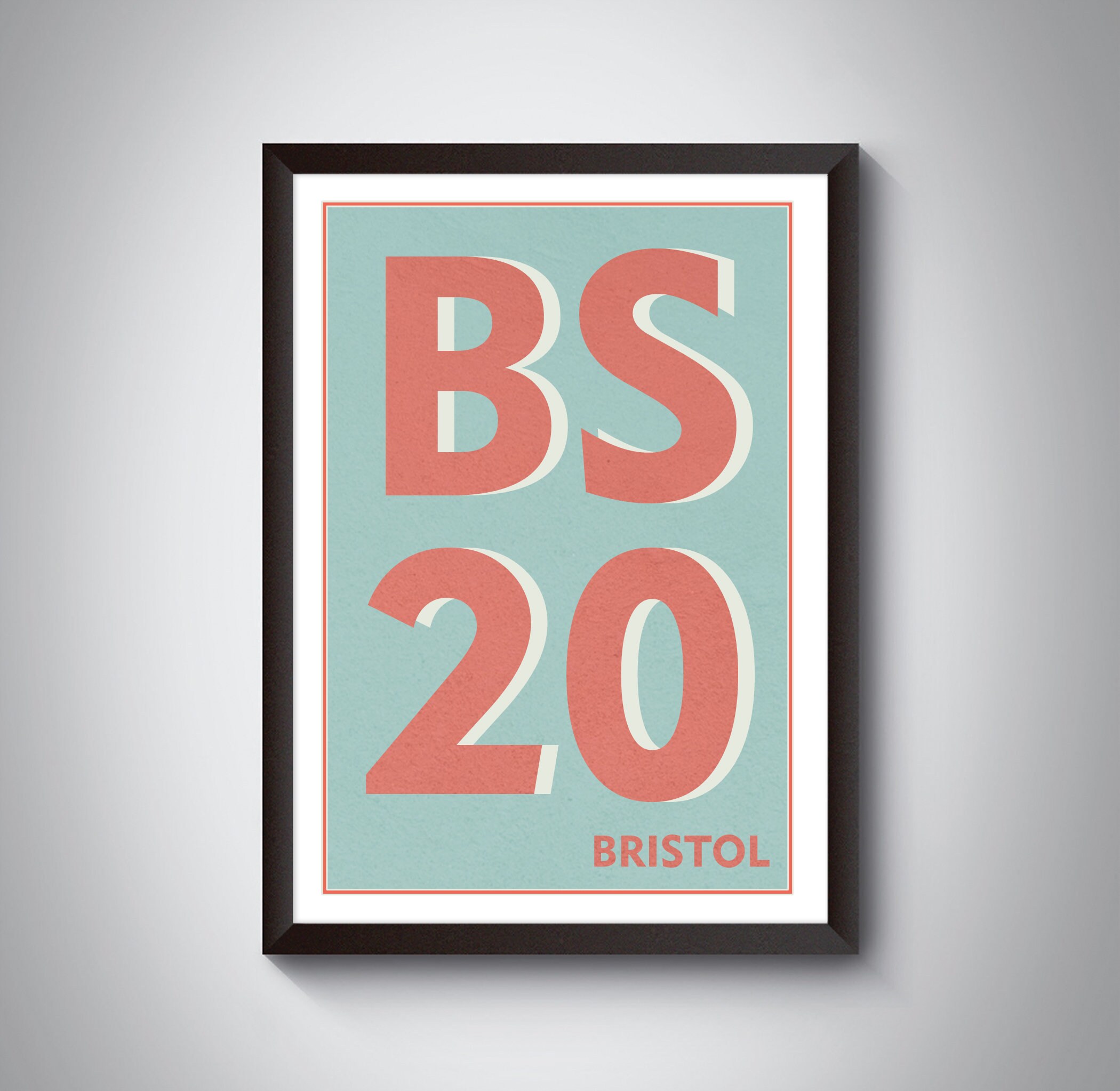BS BRISTOL Postcode Print. Custom Personalised Postcode Typography Art ...