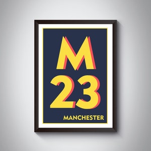 M23 Brooklands, Altrincham, Verkoop, Wythenshawe Manchester Print. Postcode Typografie Art Print. Giclée print. Verkrijgbaar in meerdere kleuren.