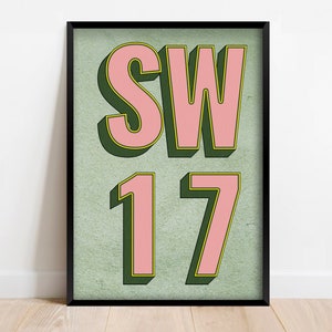 SW17 | Tooting, Mitcham, London Postcode Typography Print | Personalised Art Print. Available in multiple colours - FRAMED or UNFRAMED