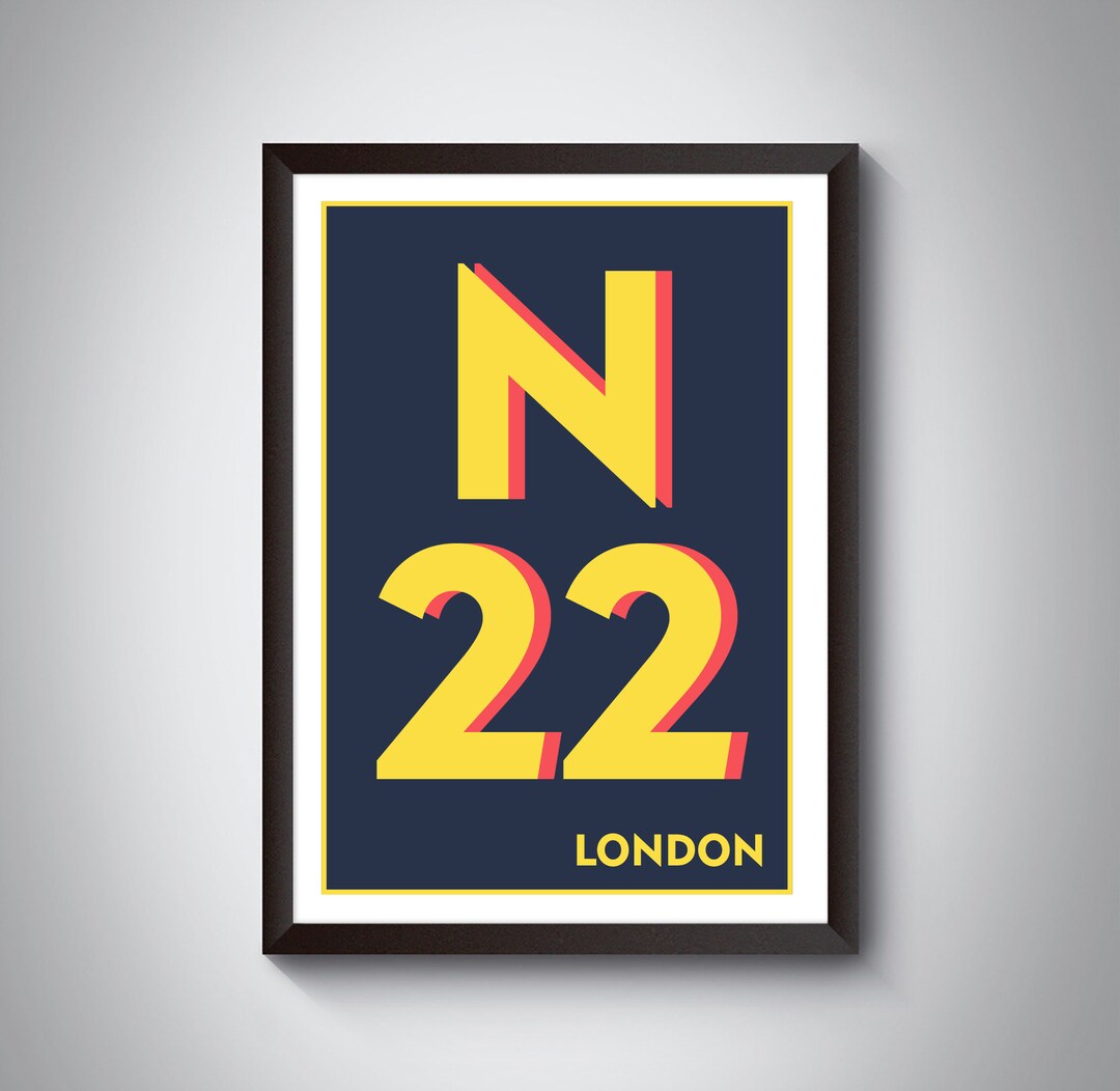 N22 Haringey Enfield London Postcode Typography Art Print (giclée ...