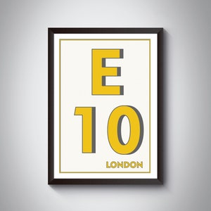 E10 (Leyton) London Postcode Typography Print - Giclée Art Print - London Art Print.