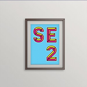 SE2 (Abbey Wood, West Heath, Crossness, Thamesmead, Plumstead, Greenwich, Bexley) London Postcode Print - Giclée Art Print - South London