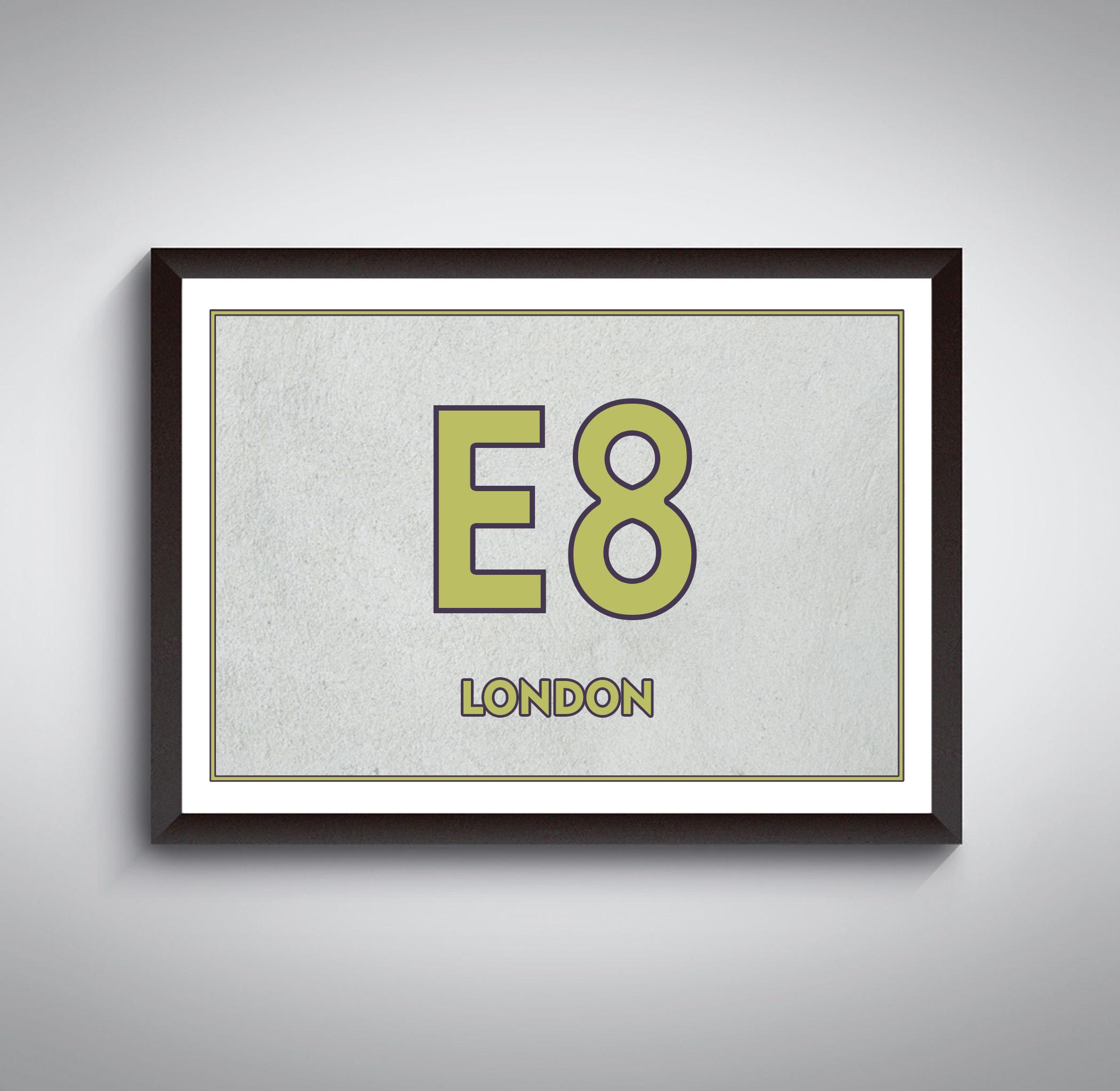 E8 London Postcode Art Print, Hackney Giclée Print - Etsy
