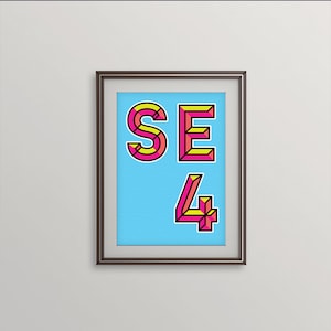 SE4 (Brockley, Crofton Park, Ladywell, Telegraph Hill, Lewisham) Londen postcode afdrukken | Gepersonaliseerd nieuw huiscadeau - Zuid-Londen