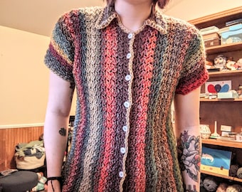 Stevie Collared Button Up Shirt Crochet Pattern