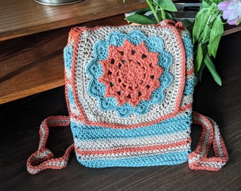 Sunburst Mandala Crochet Mini Backpack Pattern