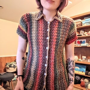 Stevie Collared Button Up Shirt Crochet Pattern image 1