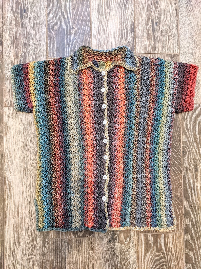 Stevie Collared Button Up Shirt Crochet Pattern image 6