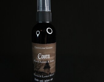 COVEN SPRAY | Goth Room Spray and Linen | Alternative | Unique Fragrance | Spice | Gender Neutral | Gothic Fragrance | Spooky | Gift | Amber