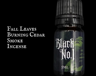 BLACK NO.1 PERFUME | Perfume Oil | Goth Perfume | Gothic Fragrance | Unique Fragrance | Goth | Burning Leaves | Apothecary Bottle | Incense