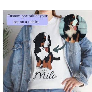Personalised Pet Portrait Shirt with name, Custom Pet T-shirt with Pet Photo and Name, Custom Graphic Tee Pets Dog Cat Rabbit, Pet gifts,