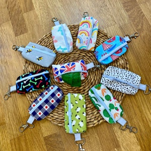 Fabric poop bag dispenser, poop bag holder, poop bag dispenser with clip, poo bag cover