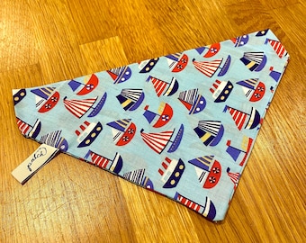 Sailing boat dog bandana, boat bandana for dogs, blue dog bandana, male dog bandana