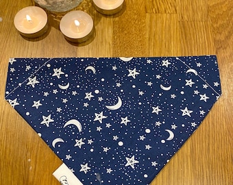 Star sky dog bandana, moon dog bandana, blue dog bandana, autumn dog bandana, night sky dog bandana, star dog bandana