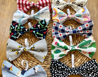 Dog bow ties, hand made dog bow ties, dog bow ties with elastic back, slip on collar dog bow ties