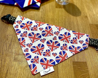 Union jack dog bandana, uk dog bandana, England flag slide on dog bandana, Great Britain dog bandana