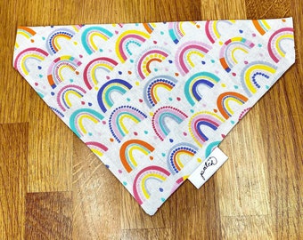 Rainbow dog bandana, easy to put on dog bandana, Athletic Rainbow dog bandana