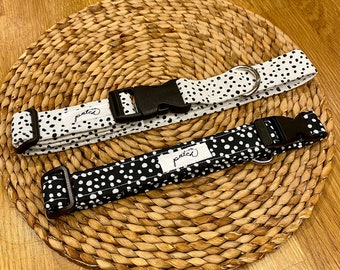 Adjustable dog collar, spotty dog collar, sewn dog collar, handmade dog collar, modern dog collar, dog collar set