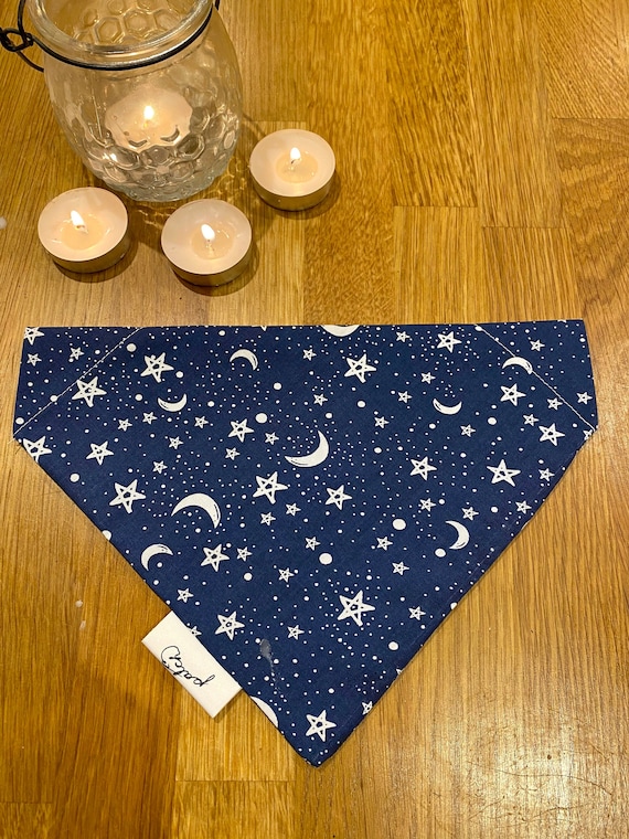 Star sky dog bandana, moon dog bandana, blue dog bandana, autumn dog bandana, night sky dog bandana, star dog bandana