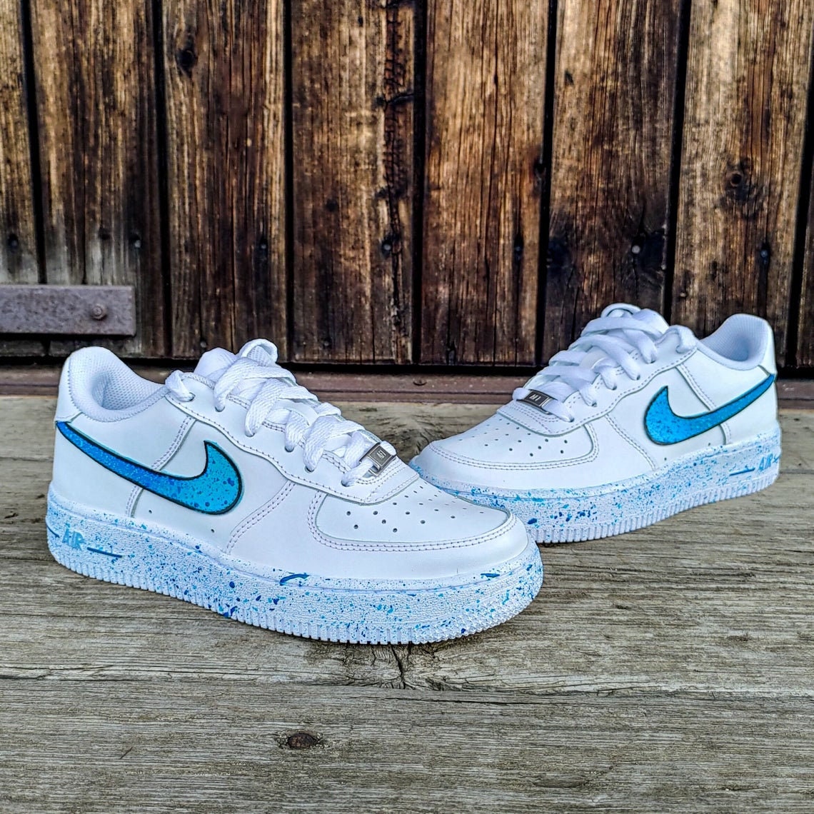 Nike AF1 : Blue Splatter Custom Nike AF1 Hand Painted Air | Etsy