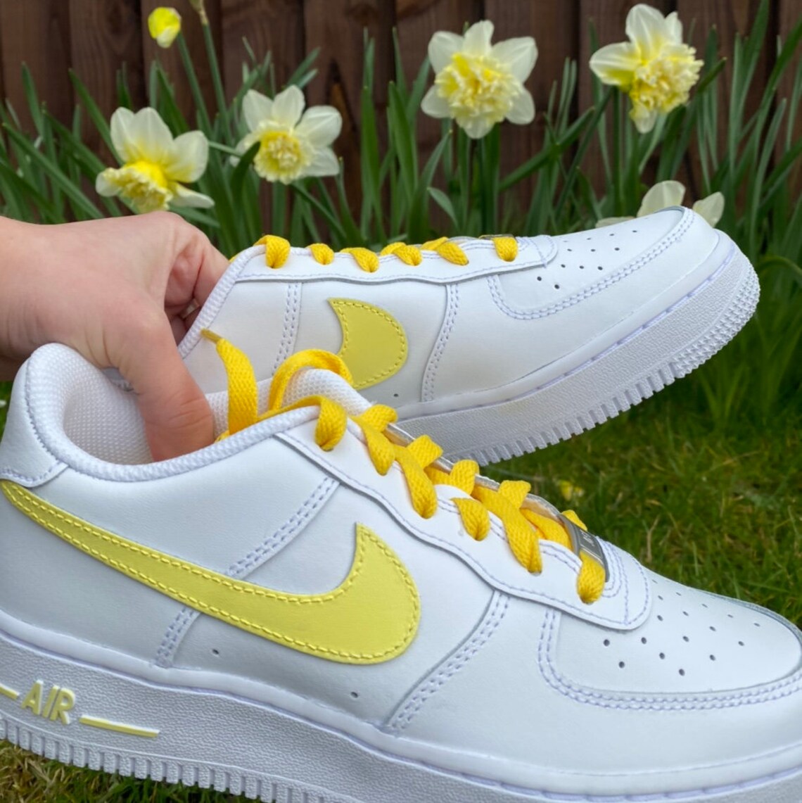 yellow air force 1 with flowers