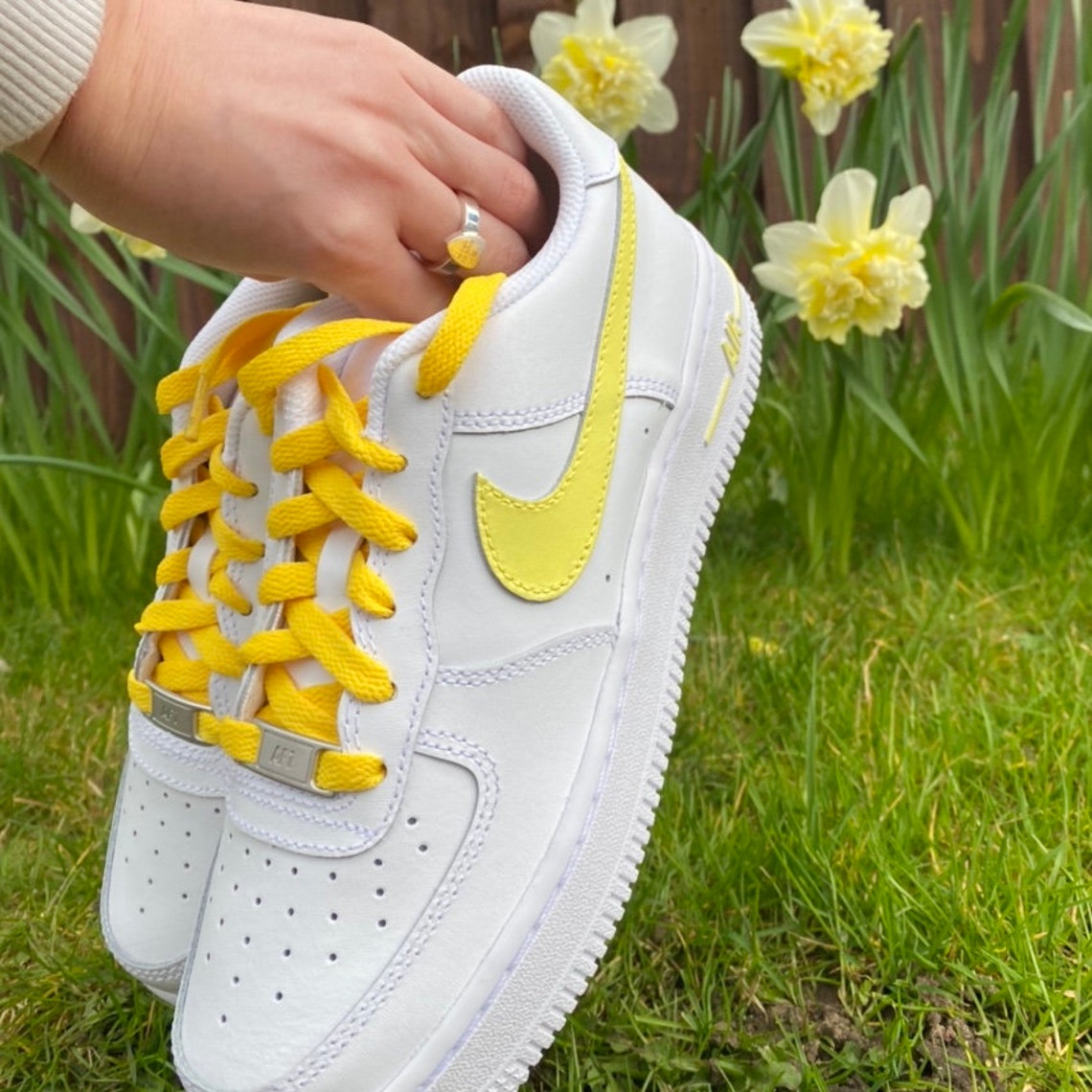 Custom Nike Air force 1 Yellow Swoosh Custom Nike AF1 Hand | Etsy