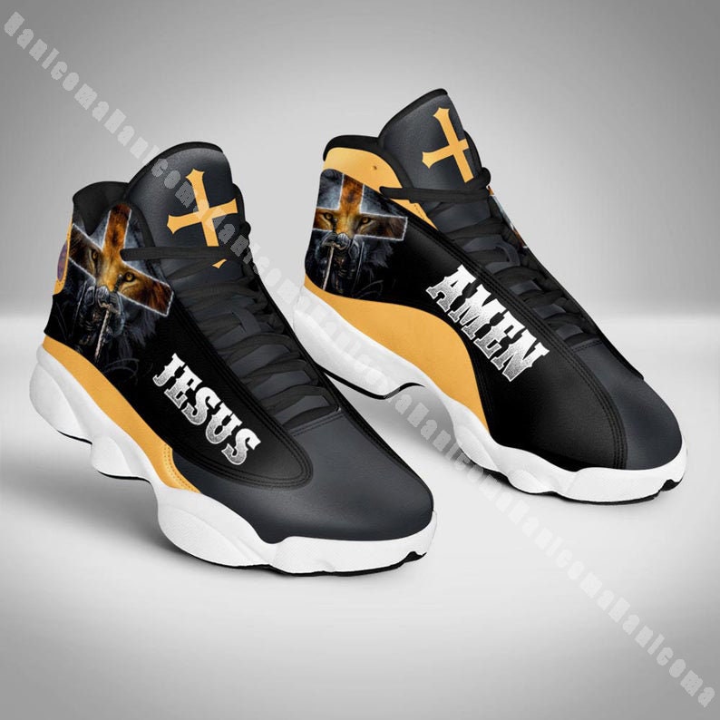 Jesus Christ Lion Cross Air Jordan 13 Sneakers Shoes Air JD13 | Etsy