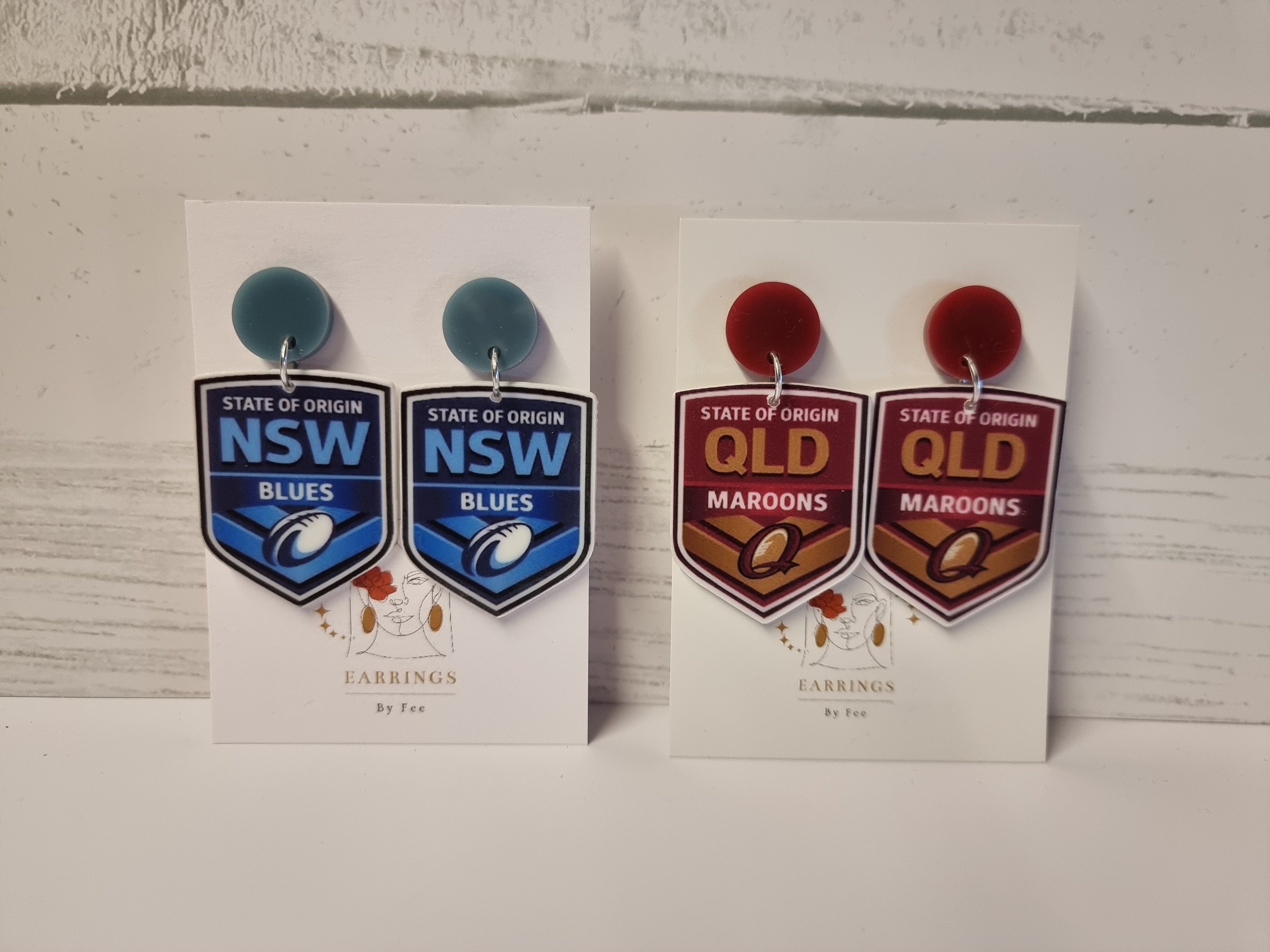 State of Origin Dangle Earrings