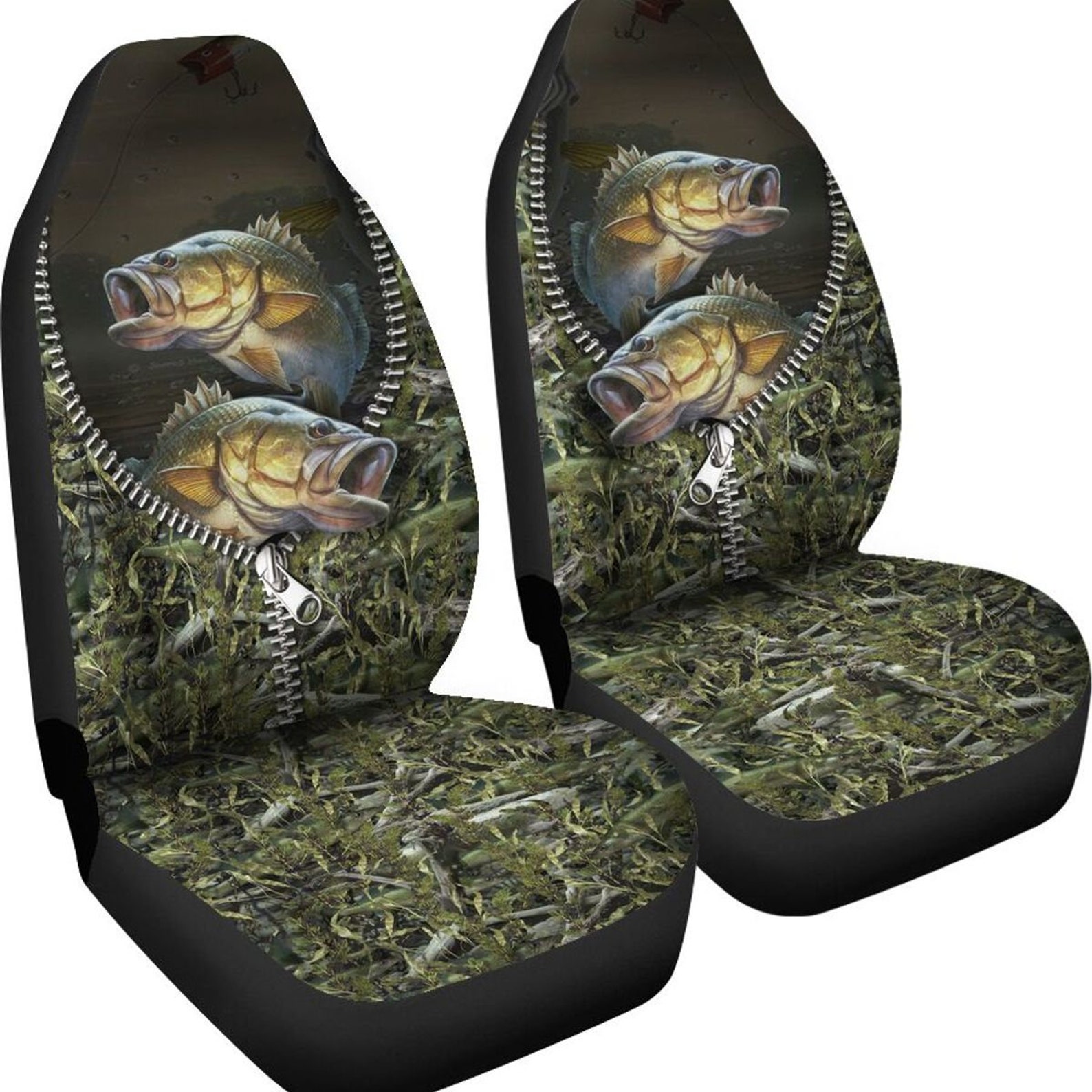 Fishing Largemouth Bass Camo In The Zipper Car Seat Cover Etsy