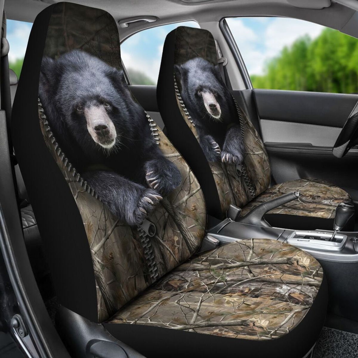 Green INSTANTARTS 2 Piece Tribal Animal Bear Design Front Seat Covers,2pcs Comfort Universal Fit Vehicle Seat Protector Cushion Green INSTANTARTS 2 Piece Tribal Animal Bear Design Front Seat Covers,2pcs Comfort Universal Fit Vehicle Seat Protector Cushion